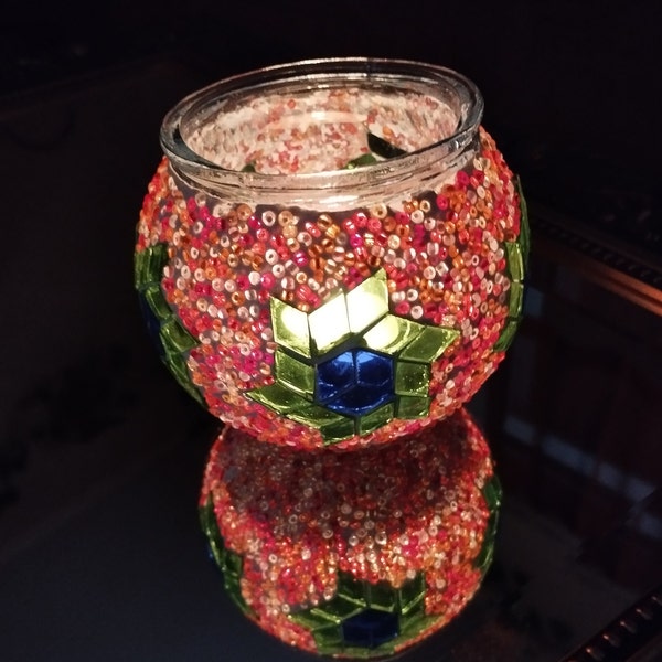 Schicke orientalische Teelichthalter, Teelichtglas Mosaik, 10 x 10 cm, in verschiedenen Farbspielen