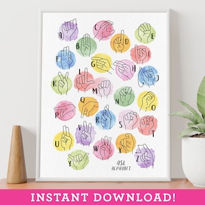 Sign Language Alphabet Poster | ASL ABC Graphic | Printable Digital Download