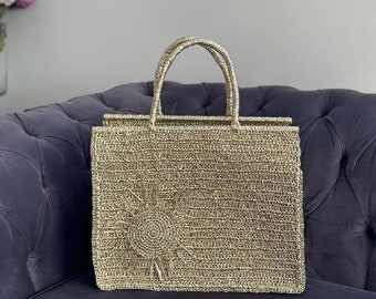 Bolso de hombro dorado de lujo - Elegancia artesanal