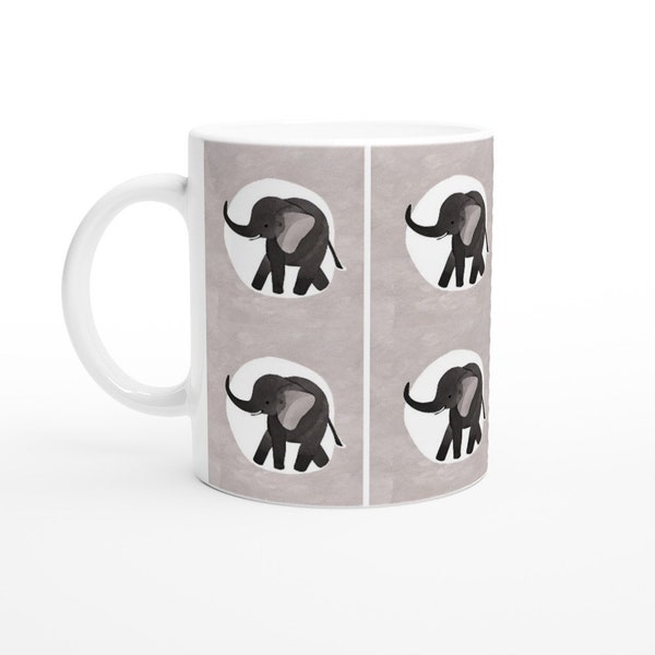 Mug Dessin Bébé Elephant Aquarelle Cadeau Original - idée Cadeau Meilleure Amie Travail pour Anniversaire
