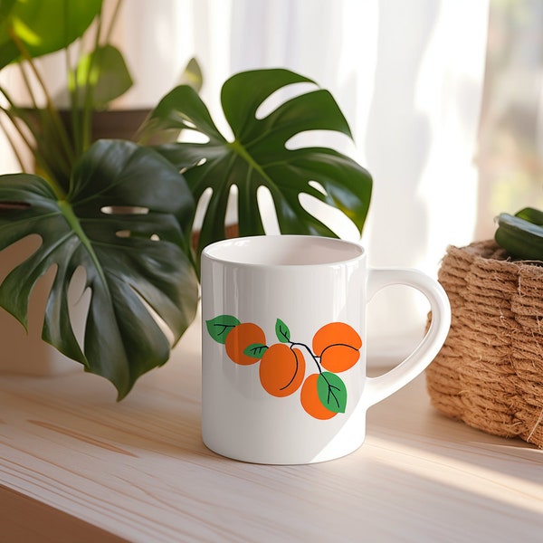 Mug Dessin - Abricots - Cadeau Original - idée Cadeau Meilleure Amie Travail pour Anniversaire