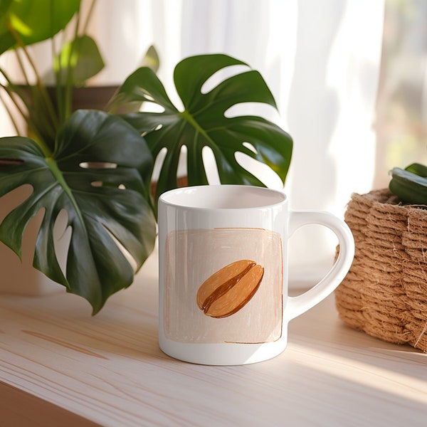 Mug Dessin - Grain de café - Aquarelle Cadeau Original - idée Cadeau Meilleure Amie Travail pour Anniversaire
