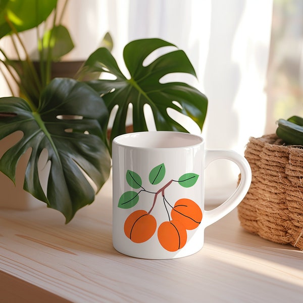 Mug Dessin - Abricots - Cadeau Original - idée Cadeau Meilleure Amie Travail pour Anniversaire