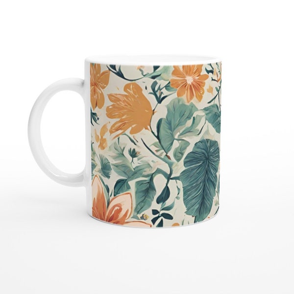 Mug Dessin Floral Botanique Cadeau Nature Original - idée Cadeau Meilleure Amie Travail pour Anniversaire