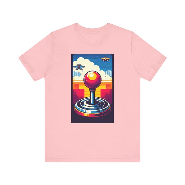 Retro Arcade Joystick T-Shirt - Vintage Gamer Tee - 80s Gaming Control Shirt - Pink Unisex Top - Gaming Enthusiast Gift