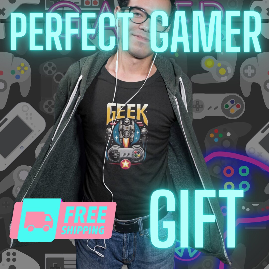 Funny Retro Gamer T-shirt - Geek Console Controller Tee - Perfect Gift ...