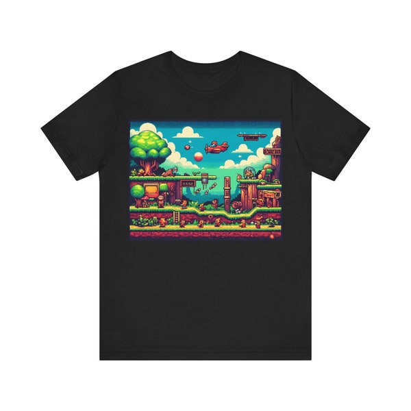 Pixel Art Adventure Game T-Shirt - Retro Gamer Graphic Tee - 8-Bit Video Game Shirt - Geek Culture Apparel - Unique Gaming Gift