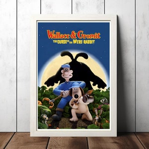 Wallace & Gromit La Maledizione del Coniglio Mannaro (2005) Poster di film, Stampa di poster su tela Arte da parete di film classici per l'arredamento della camera Unico