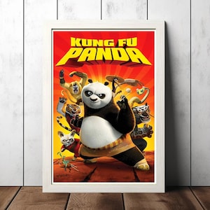 Kung Fu Panda (2008) Pôster de filme de filme, impressão de pôster em tela, arte clássica de parede de filme para decoração de quarto, ideia de presente exclusiva