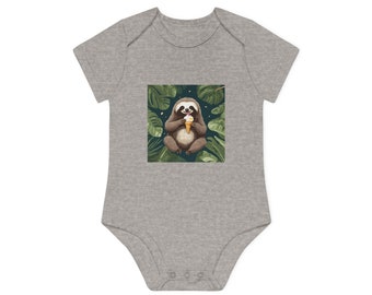 Sloth Loves Icecream Baby Organic Short Sleeve Bodysuit