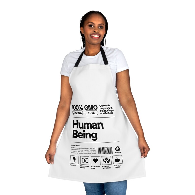 Human Being Nutrition Label Apron Funny and Unique Apron Funny Mothers Day Gift Mothers Day Gift Gift for Health Nuts zdjęcie 2