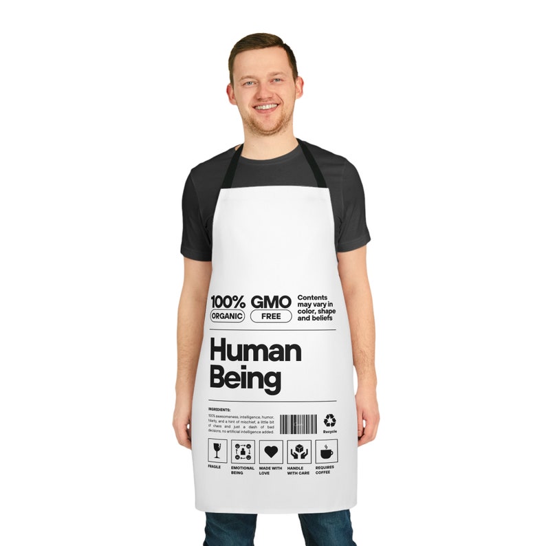 Human Being Nutrition Label Apron Funny and Unique Apron Funny Mothers Day Gift Mothers Day Gift Gift for Health Nuts zdjęcie 4