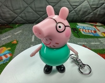 Peppa Pig Daddy Pig custom Keychain special edition Rare Hot wheels matchbox Gift son daughter husband birthday toy girlfriend funny anime