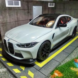 BMW M4 lights sound  diorama custom display 1:24 scale birthday gift white diecast model m sport anniversary dad turbo car son friend jdm