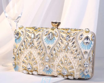 Bolso de mano de lujo con diamantes de imitación