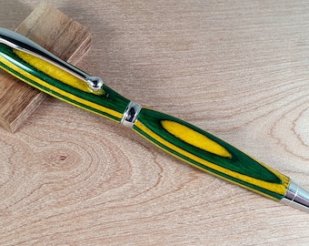 Bolígrafo Slimline verde y dorado
