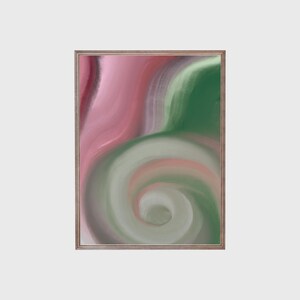 Abstract Swirl Wall Art – Digital Download, Soft Pink and Green Tones, Modern Printable Decor, Multiple Sizes for Home or Office
