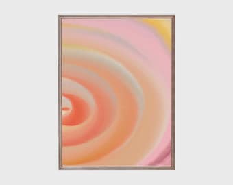Abstract Sun Spiral Art Print: Pink, Yellow, Orange Tones (Digital Download)