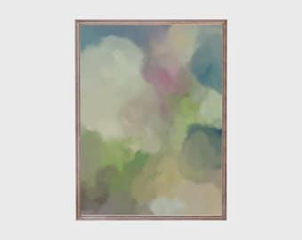 Abstract Nature Art Print: Soft Green & Blue Decor (Digital Download)