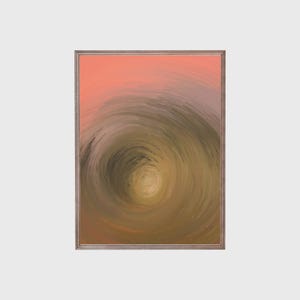 Abstract Swirl Landscape Wall Art – Digital Download, Earthy Green and Peach Tones, Printable Modern Decor, Multiple Sizes