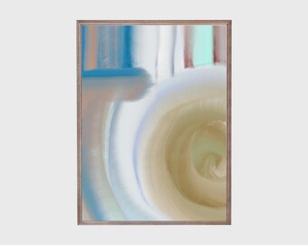 Lámina abstracta costera: Remolino minimalista azul y beige (descarga digital)