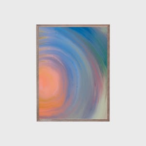 Abstract Sunset Wall Art – Digital Download, Blue, and Orange Tones, Modern Printable Decor, Multiple Sizes