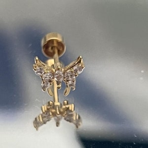 L-136 titanium vertakkende steker, vlinderstekker, enkele steker, spijker met interne schroefdraad, oorbel met platte achterkant, kraakbeen steker, tragus steker