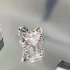 Bowknot Titanium Branch Stud Earring, Zircon Stud, Single Stud, Internally Threaded Stud, Flat Back Earring, Cartilage Stud, Tragus Stud