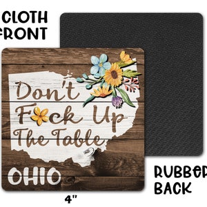 OHIO State Pride Don't Fck Up The Table Souvenir 4pc Coaster Gift Set image 5