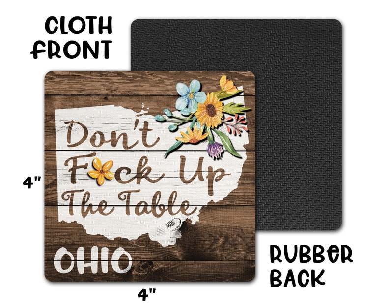 OHIO State Pride Don't Fck Up The Table Souvenir 4pc Coaster Gift Set image 5