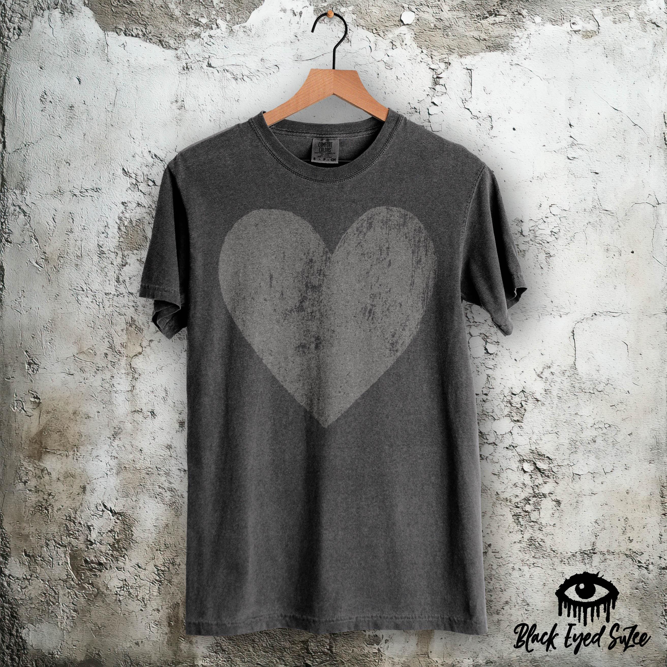 Distressed Heart Shirt – Comfort Colors Tshirt in Pepper (faded 