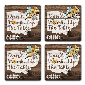 OHIO State Pride Don't Fck Up The Table Souvenir 4pc Coaster Gift Set image 2