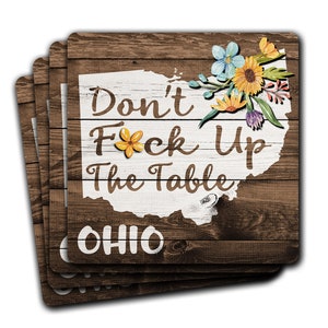 OHIO State Pride Don't Fck Up The Table Souvenir 4pc Coaster Gift Set image 1