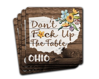 OHIO State Pride Don't F*ck Up The Table Souvenir 4pc Coaster Gift Set