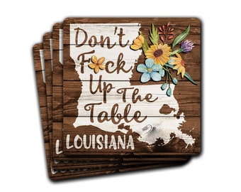 Louisiana State Pride F*ck Up The Table Souvenir 4pc Coaster Gift Set