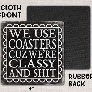 Sarcastic Adult Language Drink Coaster 4pc Gift Set Don't Fuck Up The Table Dont Be A Dick Use A Coaster image 3