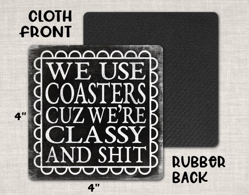 Sarcastic Adult Language Drink Coaster 4pc Gift Set Don't Fuck Up The Table Dont Be A Dick Use A Coaster image 3