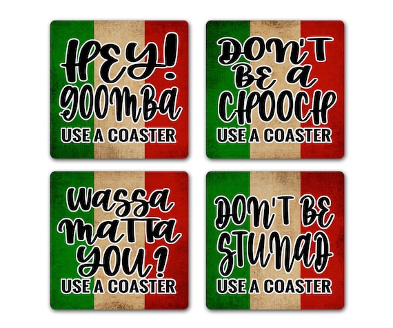Funny New York Italian American Slang Sayings Coaster Set of 4 - Etsy