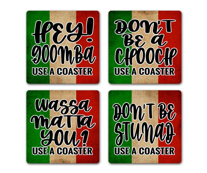 Funny New York Italian American Slang Sayings Coaster Set of 4 Etsy