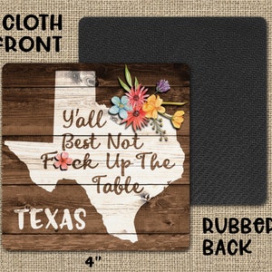 Funny TEXAS State Pride Fck Up The Table Souvenir 4pc Coaster Gift Set image 3