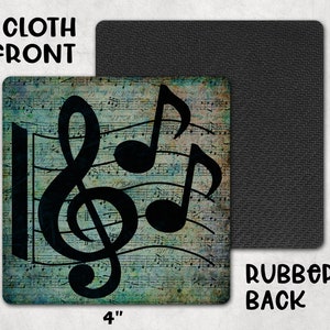 Treble Clef Music Notes Drink Coaster Set of 4 Gift Idea for Music Piano Guitar Teacher Student image 2
