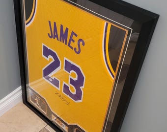 CUSTOM FRAMED LeBron James Signed Autographed Lakers Custom Jersey w/ COA