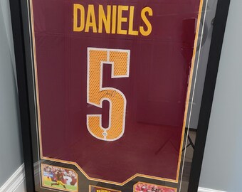 CUSTOM FRAMED Jayden Daniels Signed Autographed Jersey w/ COA