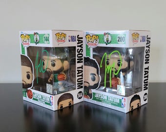 TWO! Jayson Tatum Signed Autographed Funko Pops Boston Celtics w/ NBA Holo COA