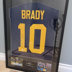 CUSTOM FRAMED Tom Brady Signed Autographed Michigan Wolverines Custom Jersey w/ COA