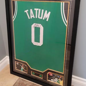 CUSTOM FRAMED! Jayson Tatum Signed Autographed Celtics Custom Jersey w/ COA