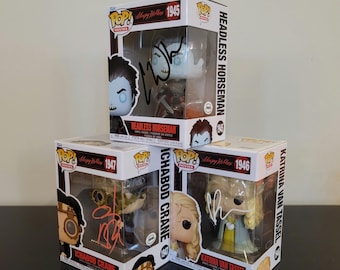 Zestaw Funko Pop z autografem i podpisem Sleepy Hollow Johnny Depp Christopher Walken Christina Ricci COA