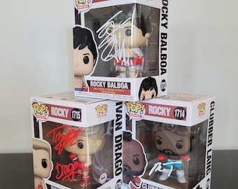 Signed Rocky Balboa Funko Pop Set: Stallone, Drago, Clubber Lang Mr. T (COA)