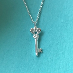Silver Key Necklace - Delicate charm, thin chain