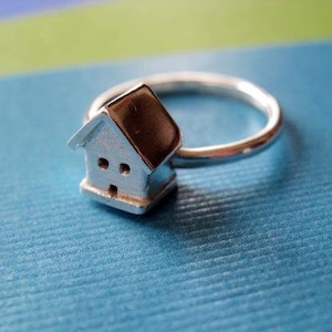 Sterling Silver Ring - Tiny House - Non Traditional Engagement Ring - Statement Ring